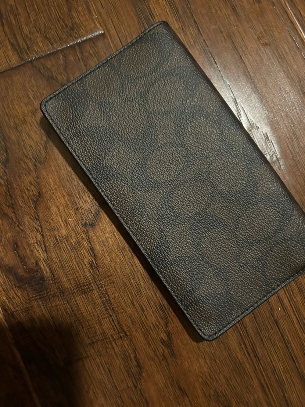 Coach Textured Brown Leather Checkbook Wallet